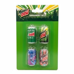 Mini Mountain Dew Christmas Ornament Set Of 4 Code Red, Voltage NEW